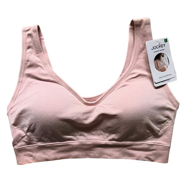 NWT Jockey Seamfree Wirefree Back Smoothing‎ Light Support Pink Bralette Size L - Picture 3 of 10